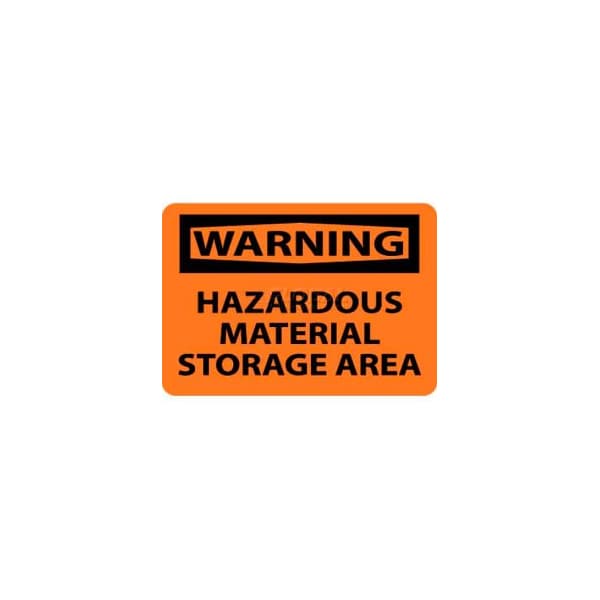 National Marker Co NMC OSHA Sign, Warning Hazardous Material Storage Area, 10in X 14in, Orange/Black W285RB - main